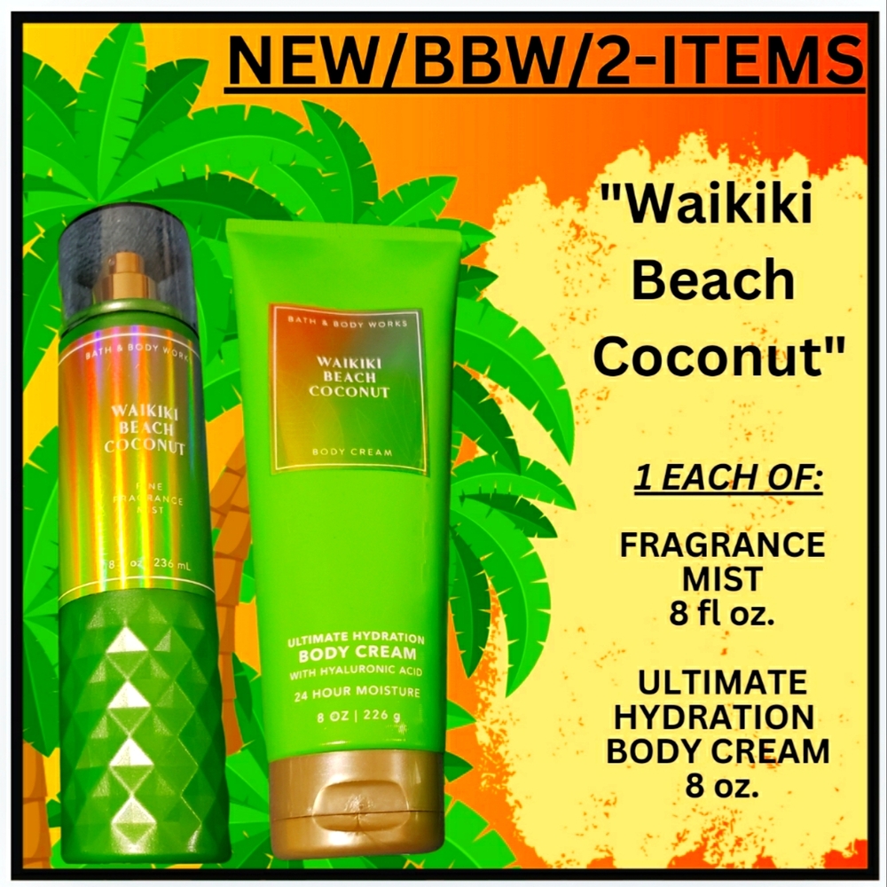 🔥2-ITEMS "WAIKIKI BEACH COCONUT"/NEW/BBW/MIST & CREAM